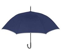 PERLETTI Ombrello Uomo Golf 69 cm Automatico Light con Bordi Riflettenti Curved Antivento Microfibra Campeggio e Escursionismo, Blu (Blu), Taglia Unica