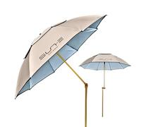 PERLETTI Ombrellone da Spiaggia Giardino Antivento Inclinabile - Ombrello Parasole da Balcone Esterno - Portatile Leggero con Trivella Protezione UV - Ombrellone Mare Grande - Diametro 165 cm