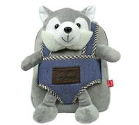PERLETTI Piccolo zaino in peluche per bambini e bambine 3 4 5 anni - Zaino reversibile e peluche rimovibile per scuola materna - Borsa morbida per piccoli - 22 x 25 x 3 cm, Husky, 22x25x3 cm, Zaino
