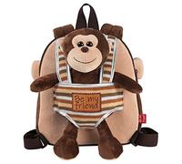 PERLETTI Piccolo zaino in peluche per bambini e bambine 3 4 5 anni - Zaino reversibile e peluche rimovibile per scuola materna - Borsa morbida per piccoli - 22 x 25 x 3 cm, Scimmia, 22x25x3 cm, Zaino
