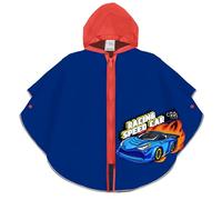 PERLETTI Poncho Antipioggia Bambino con Cerniera - Mantella Pioggia Impermeabile Bambini Scuola Materna con Cappuccio - Mantellina Bimbo 3 4 5 6 Anni con Profili Catarifrangenti (Racing Car, 3-6 Anni)