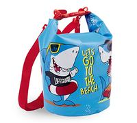 PERLETTI Sacca Impermeabile Mare da Bambino - Borsa Mare Blu Azzurro Bimbo da Spiaggia kayak Nuoto Canoa Barca Snorkeling - Zaino Dry Bag Regolabile per Bambini con Cinghia - 25x18x18 cm (Squalo)