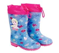 PERLETTI Stivaletti Pioggia Bambina con Elsa Frozen - Stivali Disney Gomma Lilla Regno di Ghiaccio - Galosce per Bimba Impermeabili con Suola Antiscivolo e Coulisse (Fiori Colorati, 22/23 EU)