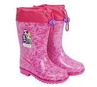 PERLETTI Stivaletti Pioggia Bambina Rainbow High - Stivali Impermeabili Color Viola con Scritte Fucsia - Scarponcini Bimba Suola Antiscivolo Rosa - Galosce con Chiusura Coulisse (Fucsia, 28/29 EU)