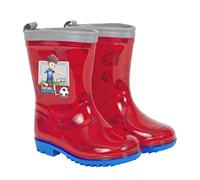 PERLETTI Stivaletti Pioggia Bimbo con Stampa Calciatore e Profilo Catarifrangente - Galosce Bambino Football Rosso e Blu - Stivali Bambini Impermeabili Colorati con Suola Antiscivolo (Football, 24/25)