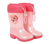 PERLETTI Stivaletti Pioggia Principesse Disney - Stivali Impermeabili Bimba in PVC con Suola Antiscivolo e Chiusura a Coulisse - Rosa con Dettagli Fucsia (Fucsia, 28/29 EU)