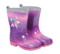 PERLETTI Stivali Bambina con Unicorno Rosa e Viola - Stivaletti Pioggia per Bambine con Baby Unicorn - Galosce in PVC e Suola Antiscivolo con Bordo Riflettente - Impermeabili Cool (Viola, 22/23 EU)
