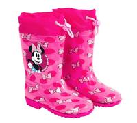 PERLETTI Stivali Pioggia Minnie con Fiocchi per Bambine - Stivaletti Impermeabili Bambina con Minni Mouse e Suola Antiscivolo - Scarponcini Disney con Chiusura a Coulisse Rosa (Rosa a Pois, 22/23 EU)