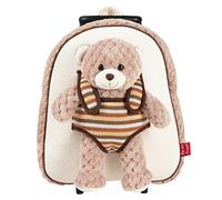 PERLETTI - Trolley Peluche Orso da Bambino Bambina 3 4 5 Anni - Zainetto Scuola Asilo Bimba Bimbo con Ruote e Spallacci - Borsa Bagaglio da Viaggio - 29x32x11 cm (Orsetto)