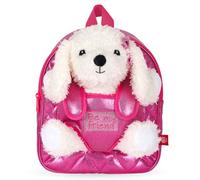 PERLETTI Zainetto Bambina con Barboncino Peluche - Zaino Asilo Bimba Bimbo Morbido Rosa con Pupazzo Estraibile - Mini Zaino Regalo Bambino 3 4 5 6 Anni Spallacci Regolabili - Dimensioni 27x21x9cm