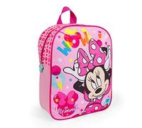 PERLETTI Zainetto Bambina Minnie Rosa - Zaino Bimba Asilo Minni Mouse Scuola Materna con Cerniera - Cartella Piccola con Stampa Viaggi Tempo Libero per Bambine Leggera Pratica Resistente 30x24x10 cm