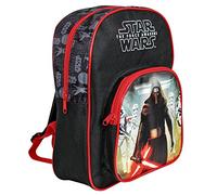 PERLETTI Zainetto Bambino Star Wars Nero con Kylo Ren e Stormtrooper - Zaino Piccolo con Tasca Frontale per Asilo Gite e Viaggi - Cartella Scolastica con Dettagli Rossi - 30x23x12 cm