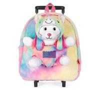 PERLETTI Zainetto con Rotelle per Bambina con Peluche Unicorno Kawaii - Zaino Trolley Bimba Morbido Multicolore Pupazzo Estraibile - Mini Zaino Regalo Bambino 3 4 5 6 Anni Scuola Materna (Trolley)