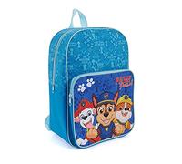 PERLETTI Zainetto per Bambini Paw Patrol con Ampia Tasca Frontale - Zaino Bimbo Asilo con Chase Marshall e Rubble - Cartella Scuola Elementare e Materna Azzurro e Blu per Bambino - 36x24x12 cm
