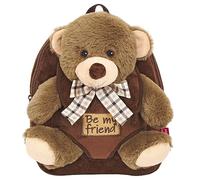 PERLETTI Zaino Bambina Bambino 3 4 5 Anni - Peluche Orso Marrone - Zainetto Borsa Bimbo Bimba per Scuola Asilo Viaggi - Cartella Scolastica Morbida - 21x27x9 cm (Orsetto Marrone con Fiocco)