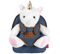 PERLETTI - Zaino Bambina Bambino 3 4 5 Anni - Peluche Unicorno Bianco - Zainetto Borsa Effetto Jeans Bimbo Bimba Scuola Asilo Viaggi - Cartella Scolastica Morbida - 21x27x9 cm (Unicorno)
