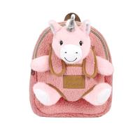 PERLETTI Zaino con Peluche Bambino Bambina 3 4 5 Anni - Zainetto Piccolo Borsa da Bimbo Bimba Scuola Materna Asilo Viaggi - Mini Cartella Morbida con Pupazzo Bambini - 27x21x9 cm (Unicorno)