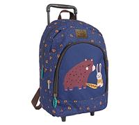 PERLETTI Zaino da bambino stampato animali scuola materna con ruote - Borsa a rotelle per ragazza ragazzo leggero dettagli riflettenti - Zaino colorato di alta qualità per viaggi - 36 x 25 x 15, orso