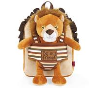 PERLETTI Zainetto Leone Peluche Bambini 3 4 5 Anni - Piccola Borsa Zaino Bimbi per Scuola Materna Asilo Viaggi - Cartella Scolastica Double Face Morbida e Compatta - 22x25x3 cm (Leone)