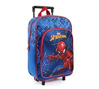 PERLETTI Zaino Trolley Spiderman per Bambino Rosso e Blu - Trolley Bimbo Scuola Materna e Asilo Uomo Ragno - Zainetto con Ruote Bimbi Marvel Spider Man con Pratica Tasca Frontale - 36x25x12 cm