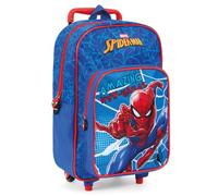 PERLETTI Zaino Trolley Spiderman per Bambino Rosso e Blu - Trolley Bimbo Scuola Materna e Asilo Uomo Ragno - Zainetto con Ruote Bimbi Marvel Spider Man con Pratica Tasca Frontale (Rosso e Blu)