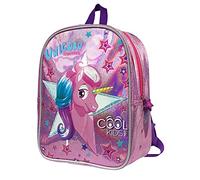 PERLETTI Zaino Unicorno con Glitter Rosa - Zainetto Bimba 2/5 Anni con Brillantini Rosa per Scuola Materna Asilo Viaggi - Cartella Olografica Catarifrangente con Stelle - 31x23x8 cm