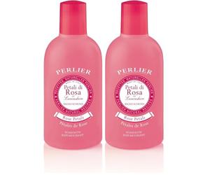 PERLIER Bagnoschiuma Petali di Rosa, 1000ml alla Rosa Rossa del Lancashire, Detergente Corpo Delicato Clinicamente Testato per Tutte le Pelli, Igiene Quotidiana Maxi (Confezione da 2)