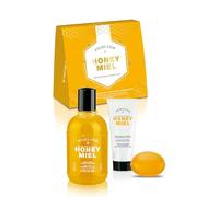 Perlier - Cofanetto Regalo Honey Miel, Bagno Crema 500 ml + Crema Mani 100 ml + Sapone Neutro 125 g, miele biologico italiano 100%, formula delicata senza solfati, ideale per pelle secca e sensibile