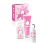 Perlier - Cofanetto Regalo Ricette Naturali Fresia di Lanzarote, Doccia Schiuma 250 ml + Sapone Liquido 300 ml & Elisir di Profumo 100 ml, Note Fiorite, Detersione Delicata, Ideale come Regalo