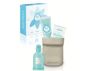 Perlier Muschio Bianco - Cofanetto regalo per il corpo, doccia crema 250 ml e acqua profumata 100 ml