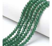 Perlin - 1 filo di perline di cristallo ceco bohemico, 3 mm x 2 mm, perle ceche, perline in vetro ceco levigate, rondelle sfaccettate, perline di vetro, 1 filo, 160 pezzi (Verde Opaco)