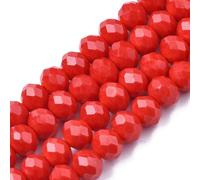 Perlin 135 perle di vetro in cristallo ceco di Boemia, 3 mm x 2 mm, perle in cristallo ceco, perline in vetro levigato CZ, rondelle sfaccettate, sfere di vetro, 1 filo (Rosso Opaco)
