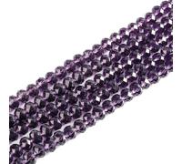 Perlin 135 pezzi Perline di cristallo ceco bohemien 3mm x 2mm Perle ceche CZ Perline in vetro levigato Perline sfaccettate tonde Perline di vetro 1 filo (Lilla)