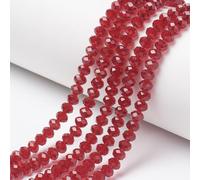 Perlin 135 Pezzi Perline di Cristallo di Boemia Ceca 3mm x 2mm Perline Cecoslovacche CZ Perline in Vetro Levigiate Rondelle Faccettate Sfere di Vetro 1 Filo (Rosso Scuro)