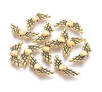 Perlin 20 pezzi ali angeli con cuore di perle di metallo, ali d'angelo, perline 22 mm, distanziatori in metallo, fai da te per bracciali, collane