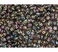 Perlin 200 perline in plastica con lettere colorate A-Z 7 mm, perline rotonde per bracciale, girocollo, gioielli o altri lavori artigianali
