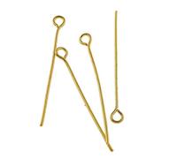 Perlin 350 perni dorati, 40 mm x 0,7 mm, con occhiello, perni per rivetti, perline, accessori per gioielli, fai da te, in metallo