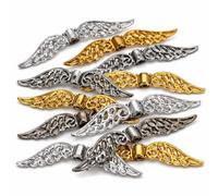 Perlin Ciondolo a forma di ali d'angelo, 30 pezzi, in metallo, 32 mm, argento, oro, tibetano, per la creazione di gioielli, fai da te