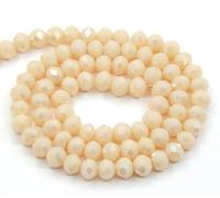 Perlin Confezione da 160 perline di cristallo di Boemia ceche, 3 mm x 2 mm, perline ceche, perline rondelle sfaccettate in vetro CZ, perline di vetro, 1 filo (rosa cipria opaco)