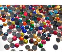 Perlin Hotfix - 2500 strass misti termoadesivi, dimensioni a scelta, 3 mm, 4 mm, 5 mm, da applicare con il ferro da stiro, strass autoadesivi, colori assortiti, 2,6 mm ~ 3 mm, SS10