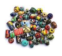 Perlin Millefiori - Perline in vetro lampwork indiane grandi da infilare, set di perline per la creazione di gioielli, mix di perle con foro per fai da te, braccialetti e collane, accessori per