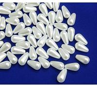 Perlin Perline coltivate imitazione, perle di madreperla, 300 pezzi, 8 x 4 mm, perle artificiali, per matrimoni, feste, gioielli fai da te (bianco)