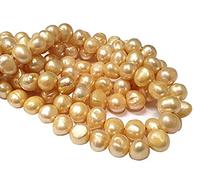 Perlin Perline d'acqua dolce da infilare, perle coltivate d'acqua dolce, piccole pietre barocce, perle di conchiglia (crem beige, 9 mm)