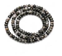 Perlin Perline di agata, diaspro, pietre semipreziose, per bracciali, 4 mm, rondelle, 110 pezzi (diaspro nero)