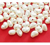 Perlin Perline di cera, perle coltivate in imitazione, 10 x 6 mm, crema Krem, 200 pezzi, in plastica, acrilico, decorazione da tavolo, matrimonio, madreperla