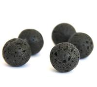 Perlin - Perline di pietra preziosa, in lava naturale, dura e rotonda, colore nero, da 14/12/10/8/6/4 mm; per monili, catenina, braccialetto, pietra, Nero , 6mm 60stk 1 Strang