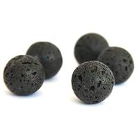 Perlin - Perline di pietra preziosa, in lava naturale, dura e rotonda, colore nero, da 14/12/10/8/6/4 mm; per monili, catenina, braccialetto, pietra, Nero , 14mm 14stk