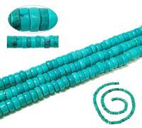 Perlin Perline turchesi con pietre semipreziose, set di perline rotonde, colore blu, perline sfuse, 4 x 2 mm, 50 pezzi