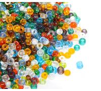 Perlin Rocailles - Perline di vetro indiane, 2 mm, colori trasparenti, set da 17 colori, 11/0, trasparente, 6500 pezzi (misti)