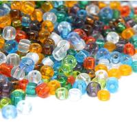 Perlin Rocailles - Perline di vetro indiane, 3 mm, trasparenti, 14 colori, 8/0 mini, rotonde, 3300 pezzi (misti)